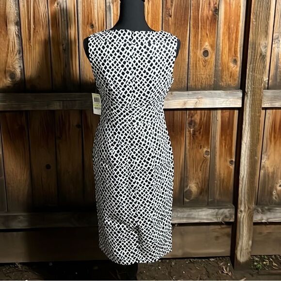 Charter Club dress sheath cotton blend black white geometric 4 FIRM on PRICE - Picture 5 of 5